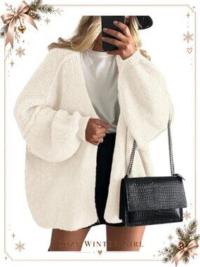 Oversized Open Front Cardigan Long Sleeve Knit Sweater